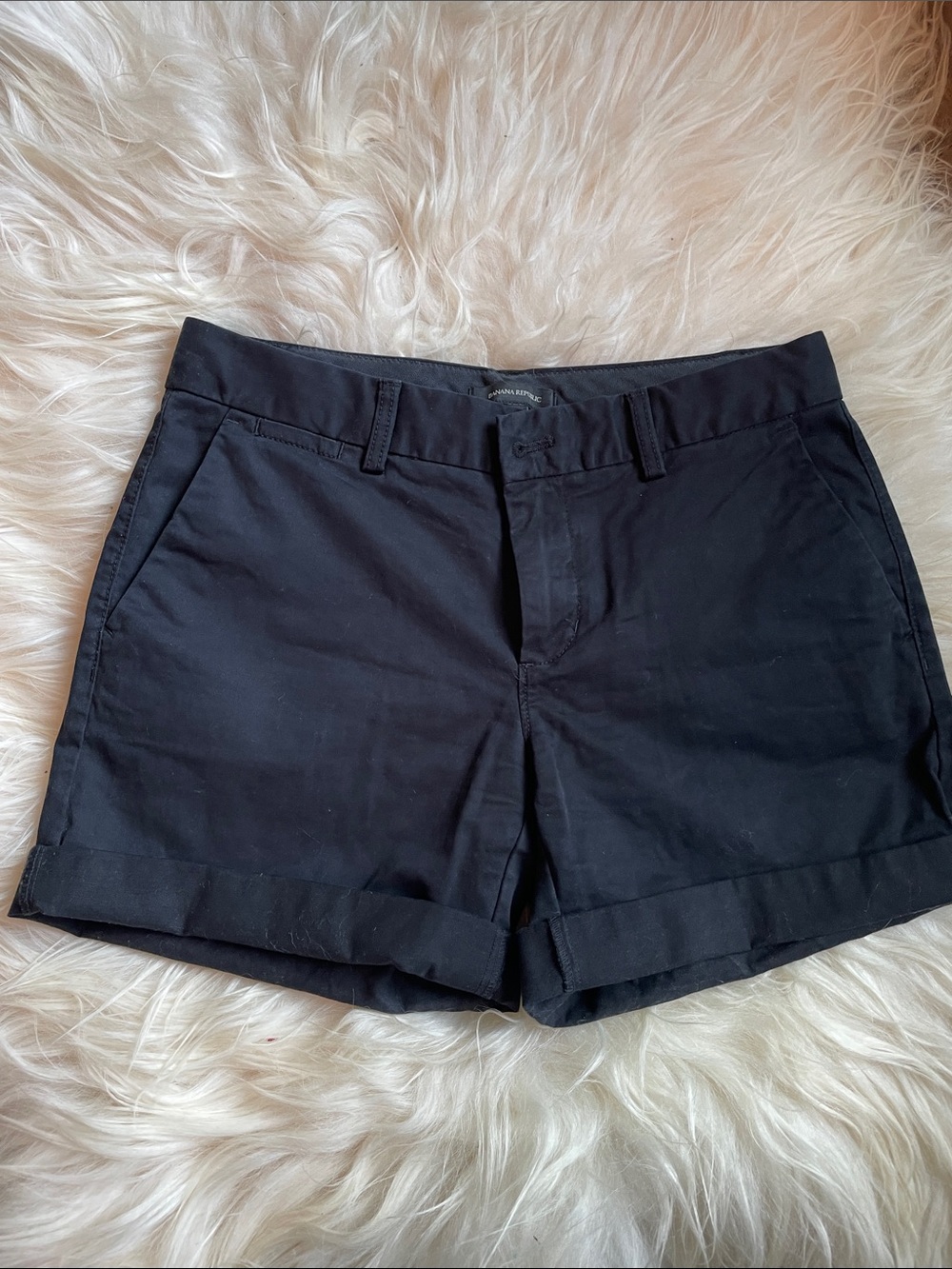 Banana Republic Black Roll-Up Chino Bermuda Shorts